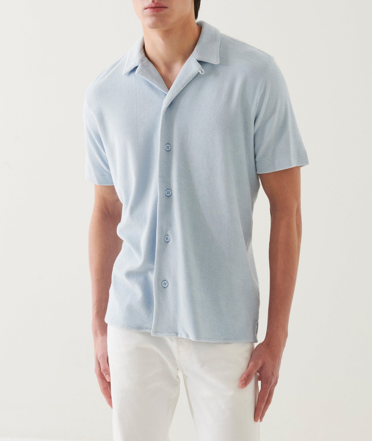 Patrick Assaraf Terry Cloth Camp Collar Shirt