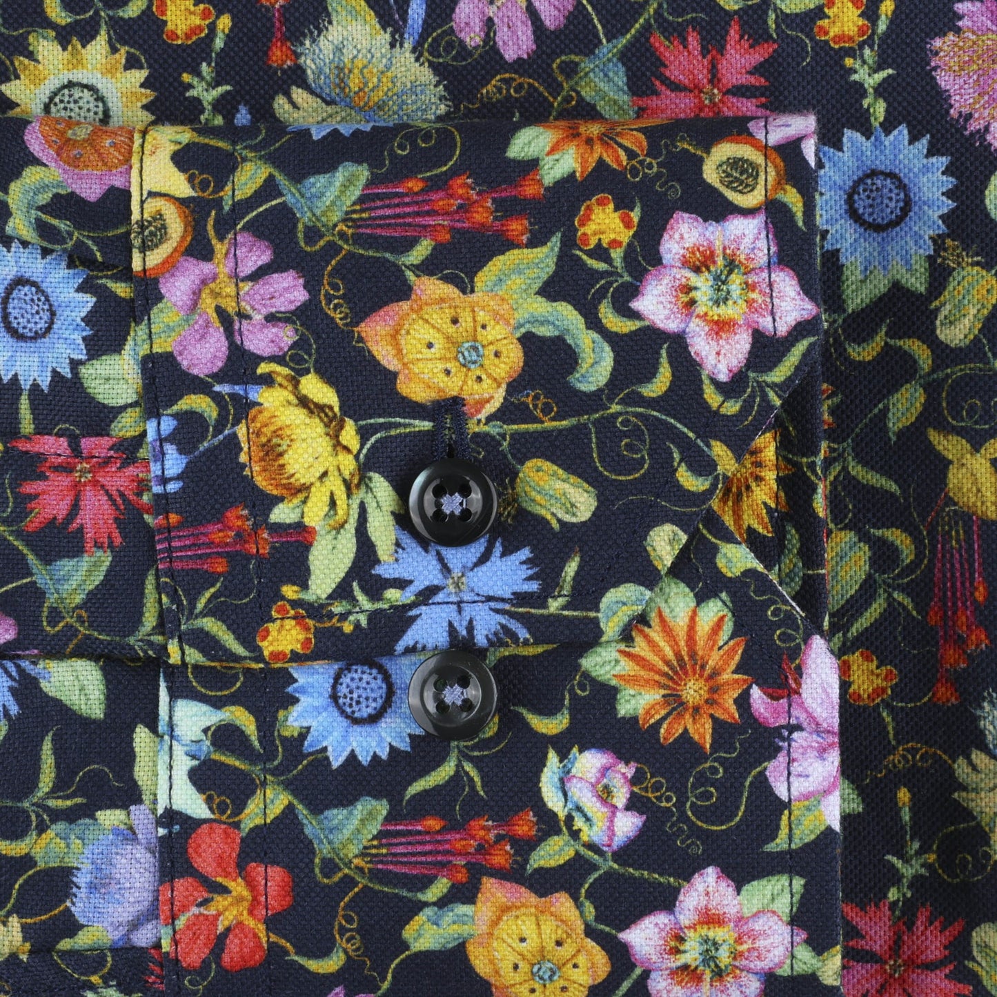 Stenstroms Navy Floral Oxford Shirt