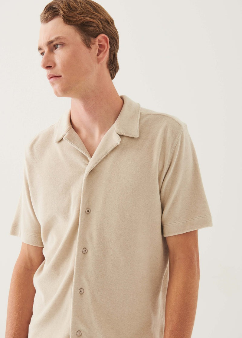 Patrick Assaraf Terry Cloth Camp Collar Shirt