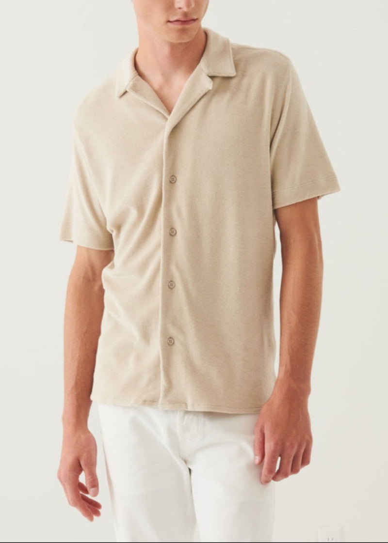 Patrick Assaraf Terry Cloth Camp Collar Shirt